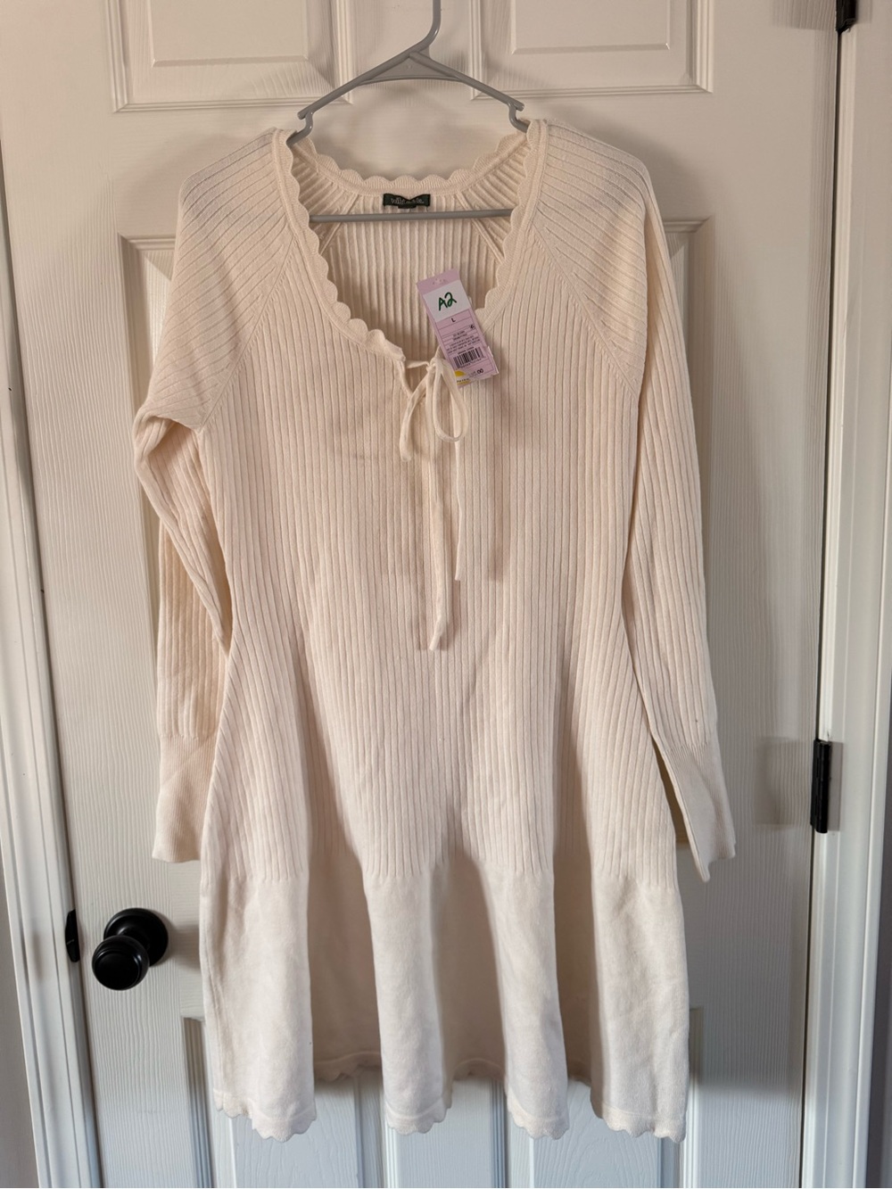 Women's Long Sleeve Keyhole Mini Sweater Dress - Wild Fable- Off-White L